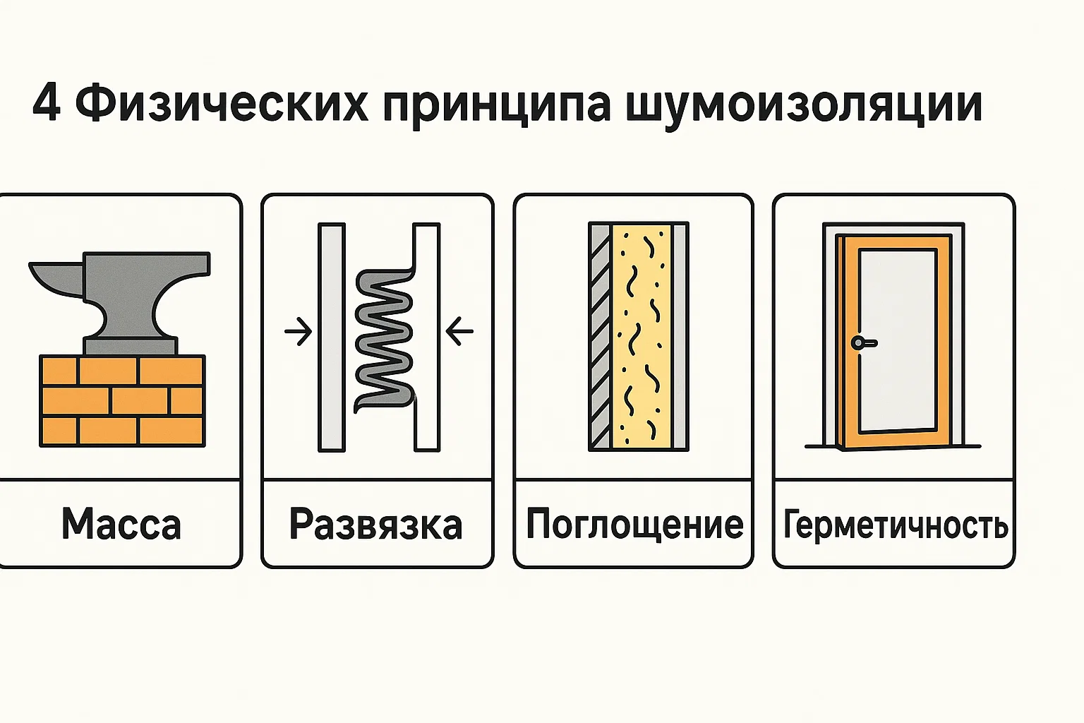 Инфографика: 4 физических принципа шумоизоляции
